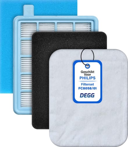 DEGG® - Filterset Geschikt Voor Philips PowerPro Compact en PowerPro Active - Vervangt Philips FC8058/01 - Replacement Kit - Allergie Filter - Stofzuigerfilter - 2x Motorfilter & 2x Uitblaasfilter