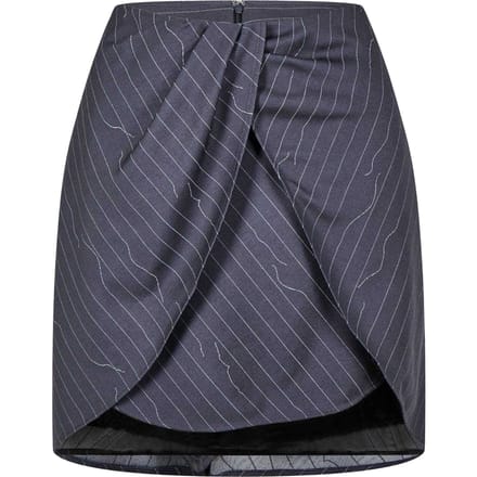 Off White Dames/Dames Pinstripe Wollen Blend Slanke Minirok (Grijs)
