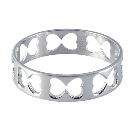 Quiges Stapelring Dames - Vulring Harten - RVS Zilverkleurig - Maat 19 - Hoogte 6mm