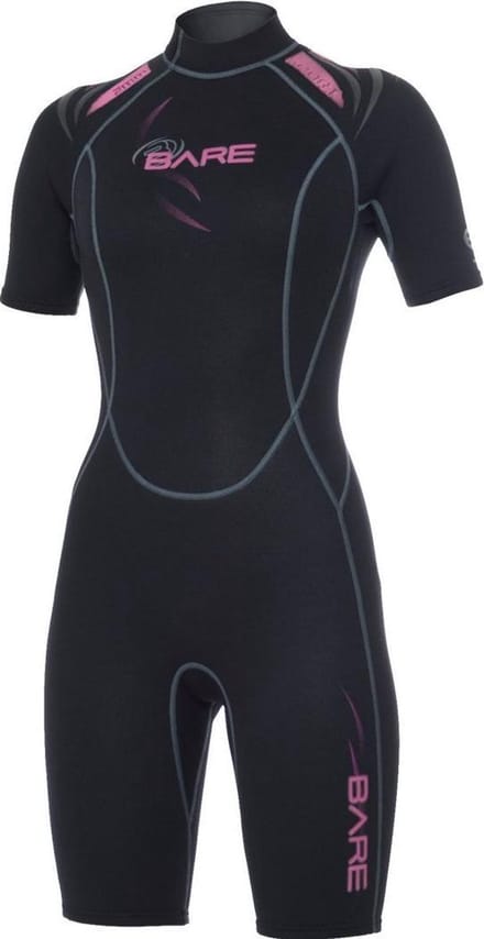 Bare 2mm Shorty - Wetsuit - Dames - 10 - Zwart/Roze