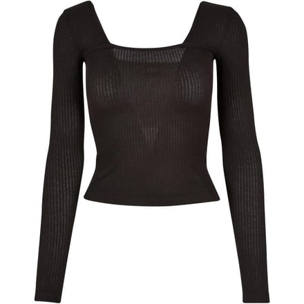 Urban Classics - Rib Squared Neckline Longsleeve top - XL - Zwart