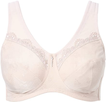 Ulla Popken - Dames - Ontlastingsbeha zonder beugel kant - Beige - Maat 115C