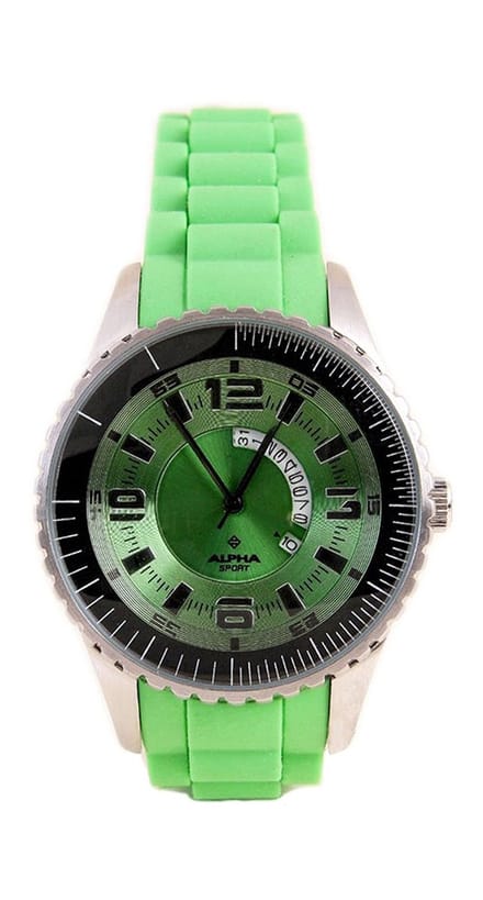 Alpha Saphir 231F Horloge - Rubber - Groen - Ø 42 mm