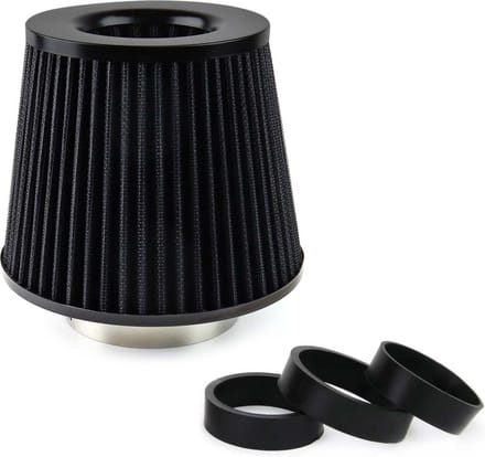 Universele Powerfilter / Open Luchtfilter / Sport filter (Zwart) incl 3 adapters