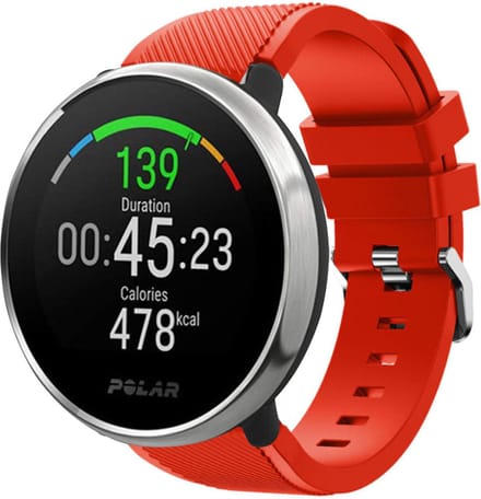 Strap-it Twill siliconen bandje - geschikt voor Polar Ignite / Ignite 2 / Ignite 3 / Unite / Pacer - rood