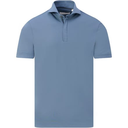 John Miller Polo Slim Plain Hyperstretch Short Sleeve Zip Collar Midden Blauw / male
