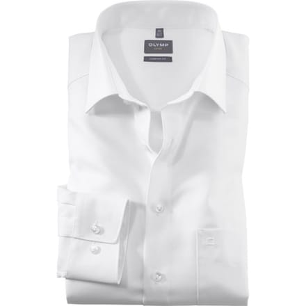 OLYMP Luxor comfort fit overhemd - wit twill - Strijkvrij - Boordmaat: 41
