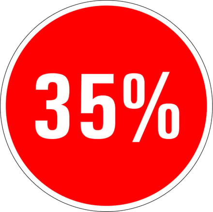 Korting sticker 35% op vel 30 mm - 18 per vel