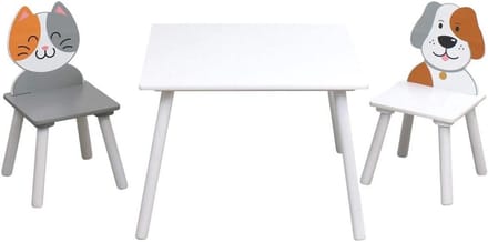 Tafel en stoelen set voor kinderen - MDF, grijs en wit, 44 cm H x 60 cm D