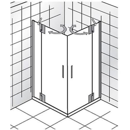 HSK K2P 2 hinged doors on side parts corner entry, 80x90 cm