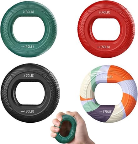 3 Stuks Siliconen Handgriptrainer voor Krachtopbouw, Onderarmtraining en Vingerflexibiliteit