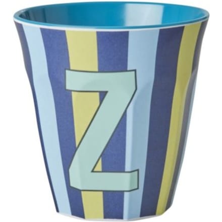 Rice melamine beker medium gestreept letter z, blauw