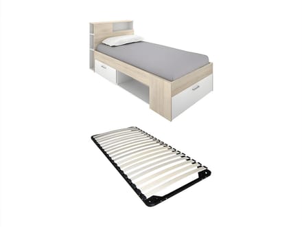 Vente-unique Bedframe hout natuurlijk licht, wit 90 x 190 cm