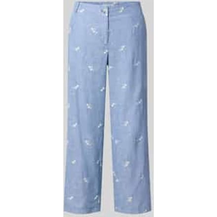 Broek van mix van katoen en linnen met stitchings