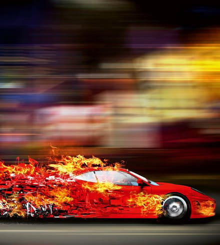Fotobehang - Speeding Car 225x250cm - Vliesbehang