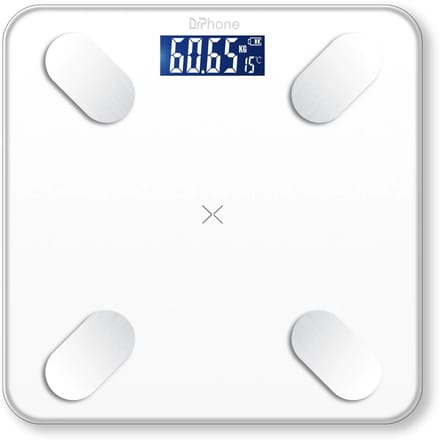 DrPhone Fitscale Light - Slimme Bluetooth Weegschaal met BIA - 10 Metingen, BMI, Vetpercentage, iOS/Android, max 180 kg