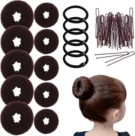 Haarbroodjesmakers Set - Donut Broodjesmaker - Haar Stijlen - Inclusief Haarspelden - 10 Stuks - Bruin