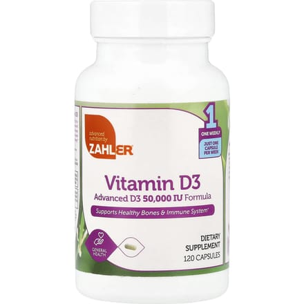 Zahler, Vitamine D3, 1.250 mcg (50.000 IE), 120 capsules