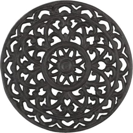 Clayre & Eef | Pannenonderzetter Ø 20 cm | Chocola | Ijzer | Rond | Patroon | 6Y0837