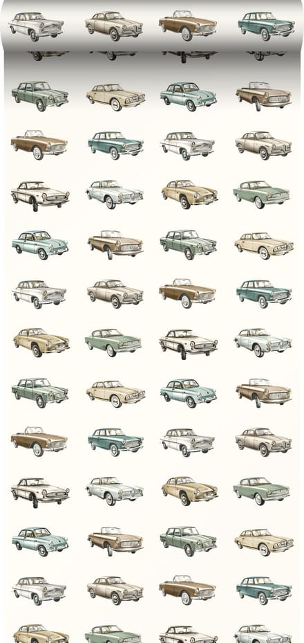 ESTAhome behang vintage auto's beige - 53 cm x 10.05 m - 139546
