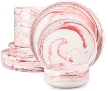 Noble Bordenset – 4 persoons – 24 delig – Roze Keramisch – Eetborden – Ontbijtborden