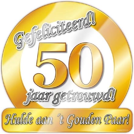 Huldeschild 50 jaar getrouwd metallic 50x50cm 50 jaar getrouwd.