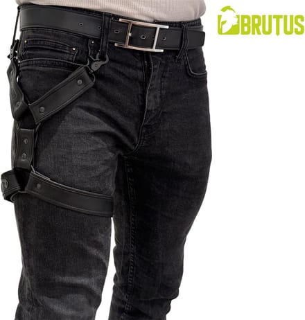 BRUTUS Leather Leg Harness Black-Black