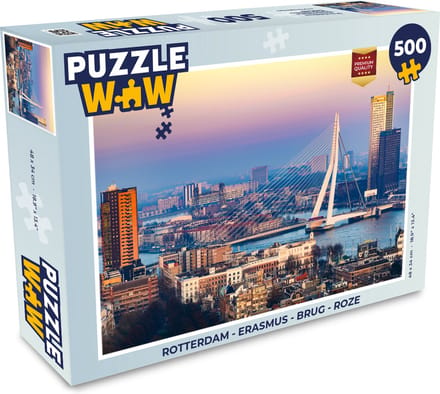 Puzzel Rotterdam - Erasmus - Brug - Roze - Legpuzzel - Puzzel 500 stukjes