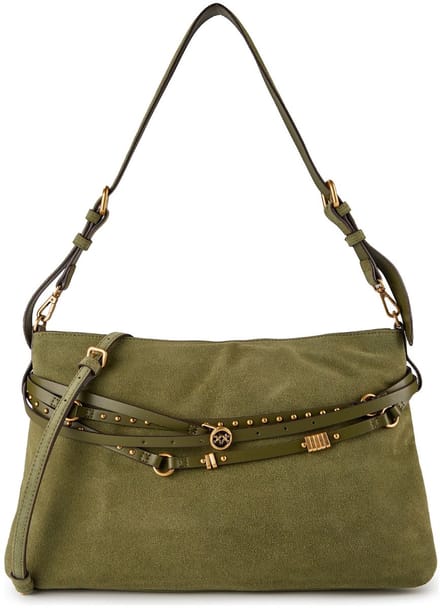 PINKO Belt Bag Big Schoudertas Leder 40 cm - Dames - oliva capulet