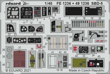 Eduard Modelbouwdecoratie - FE1236 Accessoires for SBD-5 - Photo-etch
