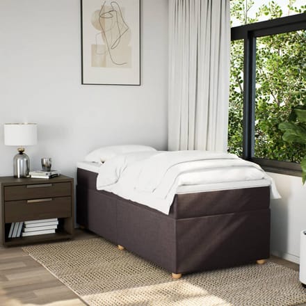 vidaXL - Boxspring - met - matras - stof - donkerbruin - 90x190 - cm
