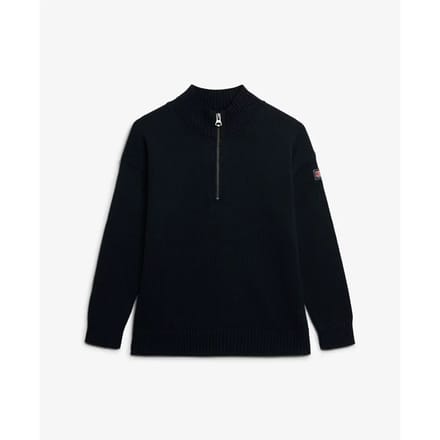 Vrouwelijke oversized half-zip trui met truckerkraag Superdry