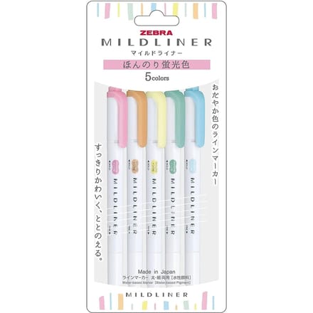 Zebra mildliner set 5 stuks - pastel colors
