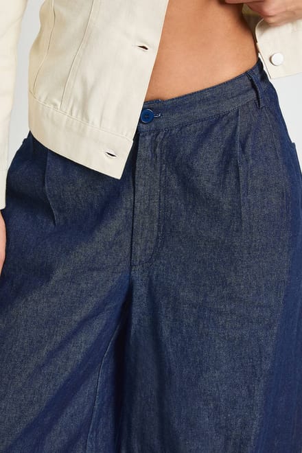 boohoo Dames Chambray Harembroek | Indigo | Maat: 38