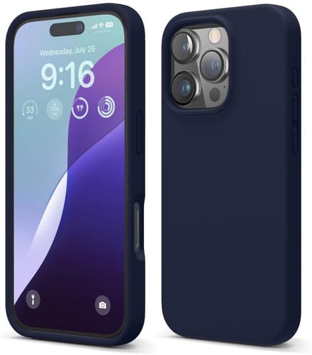 Solid hoesje Soft Touch Liquid Silicone Flexible TPU Rubber - Geschikt voor: iPhone 16 Pro Max - Navy Blauw