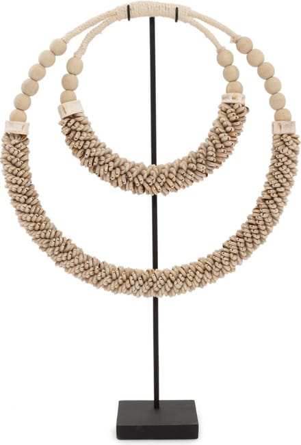 Dubbele Halsketting met Schelpen op Stand - Naturel
