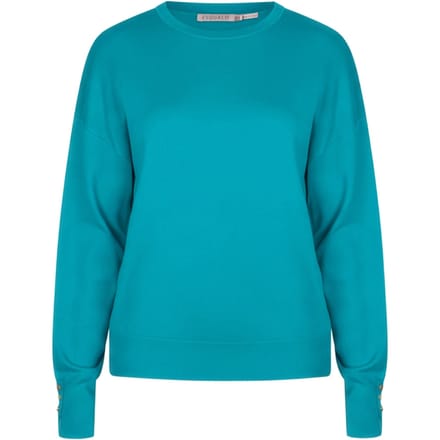 EsQualo Sweater Basic Button Slve Cuff Peacock Blue Taglia: XS | Maglioni a maglia Outlet | Donna | Blu