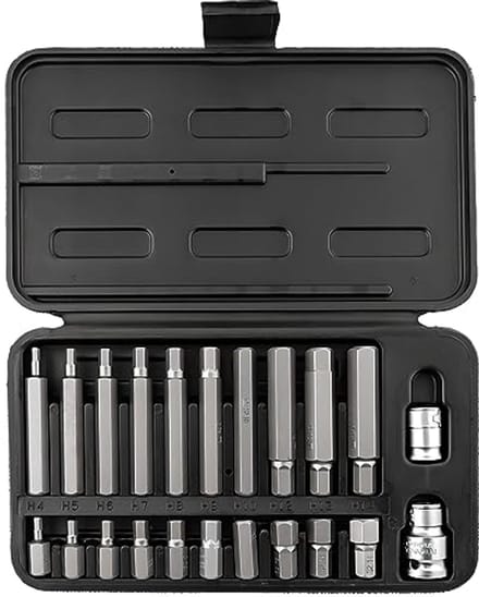 Bits set zeskant 22-delig met 1/2" en 3/8" adapterdoppen