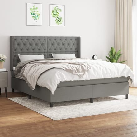 vidaXL - Boxspring - met - matras - stof - donkergrijs - 160x200 - cm
