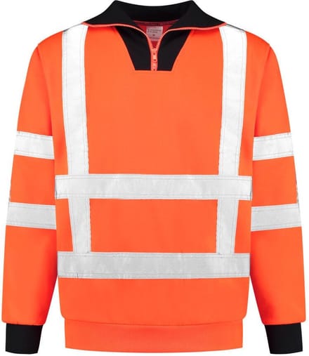 EM Traffic Zip sweater met col RWS - Fluor oranje - maat M