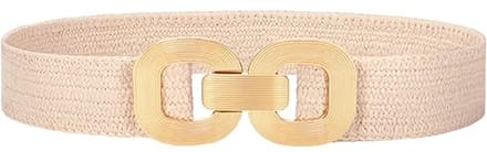 Elastische Riem - Rotan Creme/Goud | Polyester / Elastaan | Tailleriem | Fashion Favorite