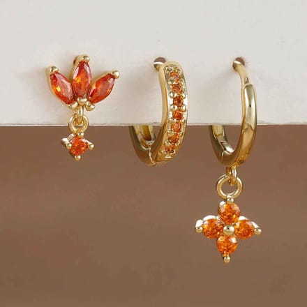 Oorbellen set - Oorhangertjes - Knopje - Piercing - Bloemetje - Blaadje