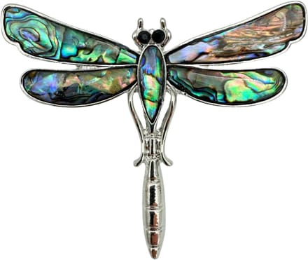 Broche/Hanger Libelle met parelmoer - 53x62MM - Pin met insect - Verzilverd
