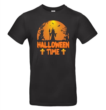 Zwart Halloween T-shirt met opdruk Halloween Time 128