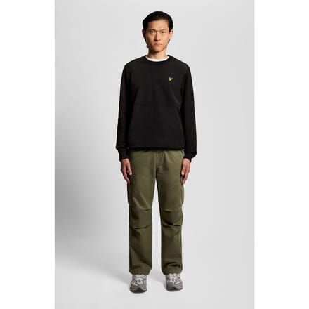 Lyle & Scott Half Raglan Hybrid Sweatshirt Jet Black Größe: S | Pullover Outlet | Herren | Schwarz