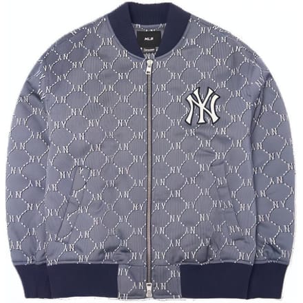MLB Logo Print Rits Baseballjack Herenjassen Donkerblauw 3AJPM0121-50NYL S gray