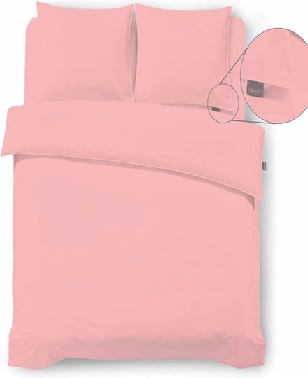 Isleep Dekbedovertrek Perkal - Eenpersoons - 140x200/220 cm - Roze