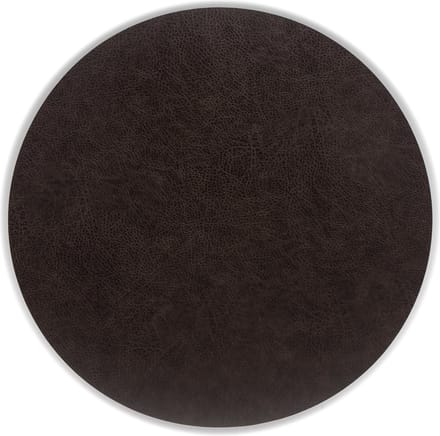 Set van 6 placemats rond - 38 cm - 6 persoons - donkerbruin - lederlook - Kade 171 placemats - hip en trendy