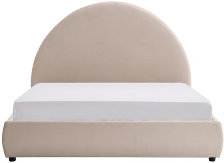 Vente-unique Bed met opbergruimte fluweel beige 180 x 200 cm (Super King Size Bed)