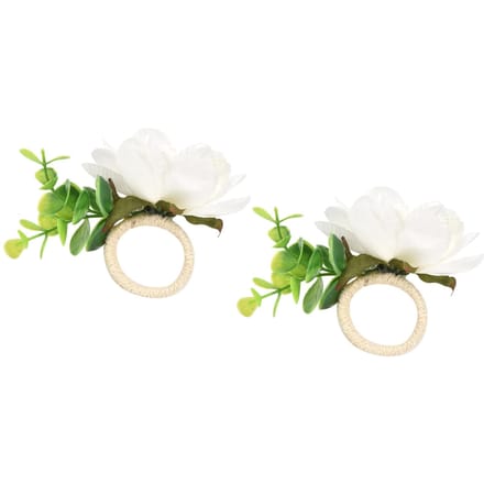 2 Pcs Boucle de Serviette en Corde de Chanvre Fleur de Simulation Anneau de Serviette pour Hôtel Restaurant Occidental6622 Blanc beige